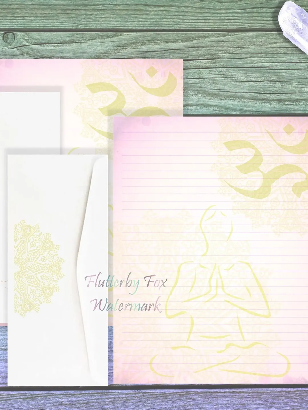 Om Writing Paper | Meditation Stationery | Yoga Page | Zen Paper | Junk Journal | Buddhism Paper | Letter Writing | Pink Stationery Set
