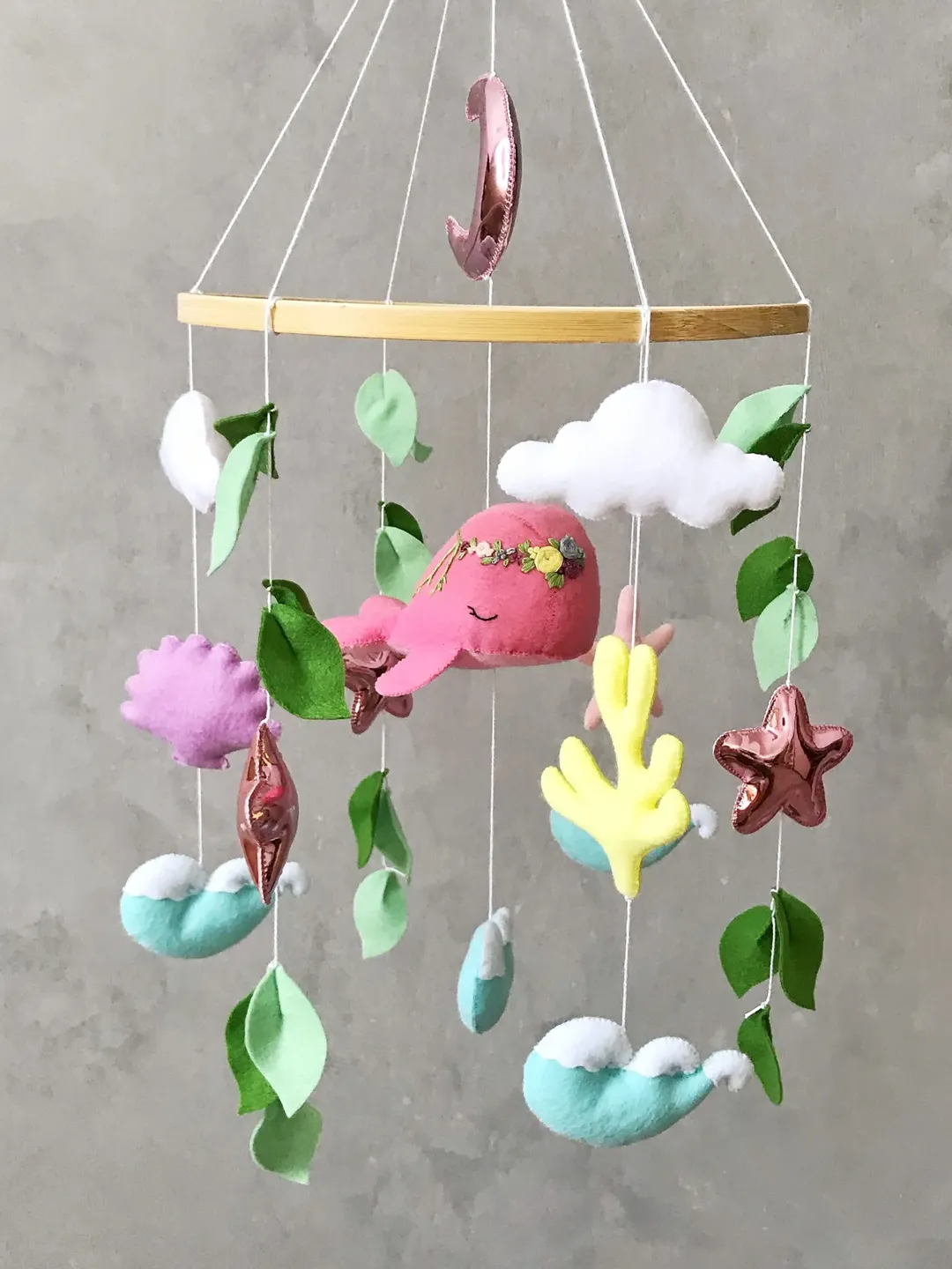 Whale baby mobile girl. Mermaid baby mobile. Ocean mobile. Nautical nursery decor girl