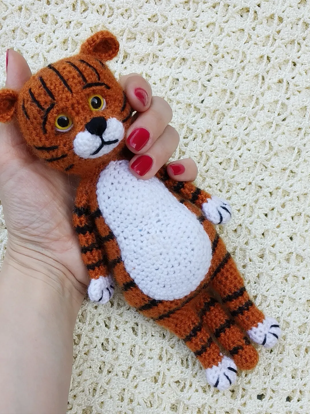 Little orange tiger soft toy, stuffed tiger gift for child, plush tiger toy