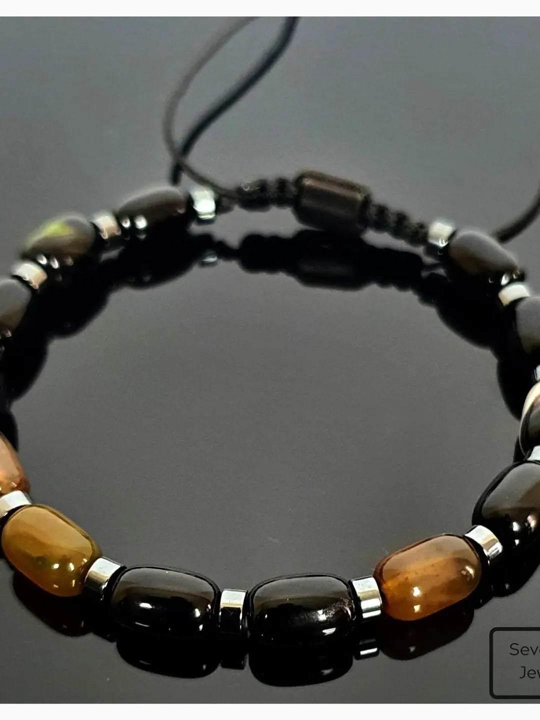 Agate Macrame Bracelet, Valentine's Gift, Gift For Men, Gift For Dad, Men's Wristlet, Hematite Accesorry, High Quality Black Agate Bracelets