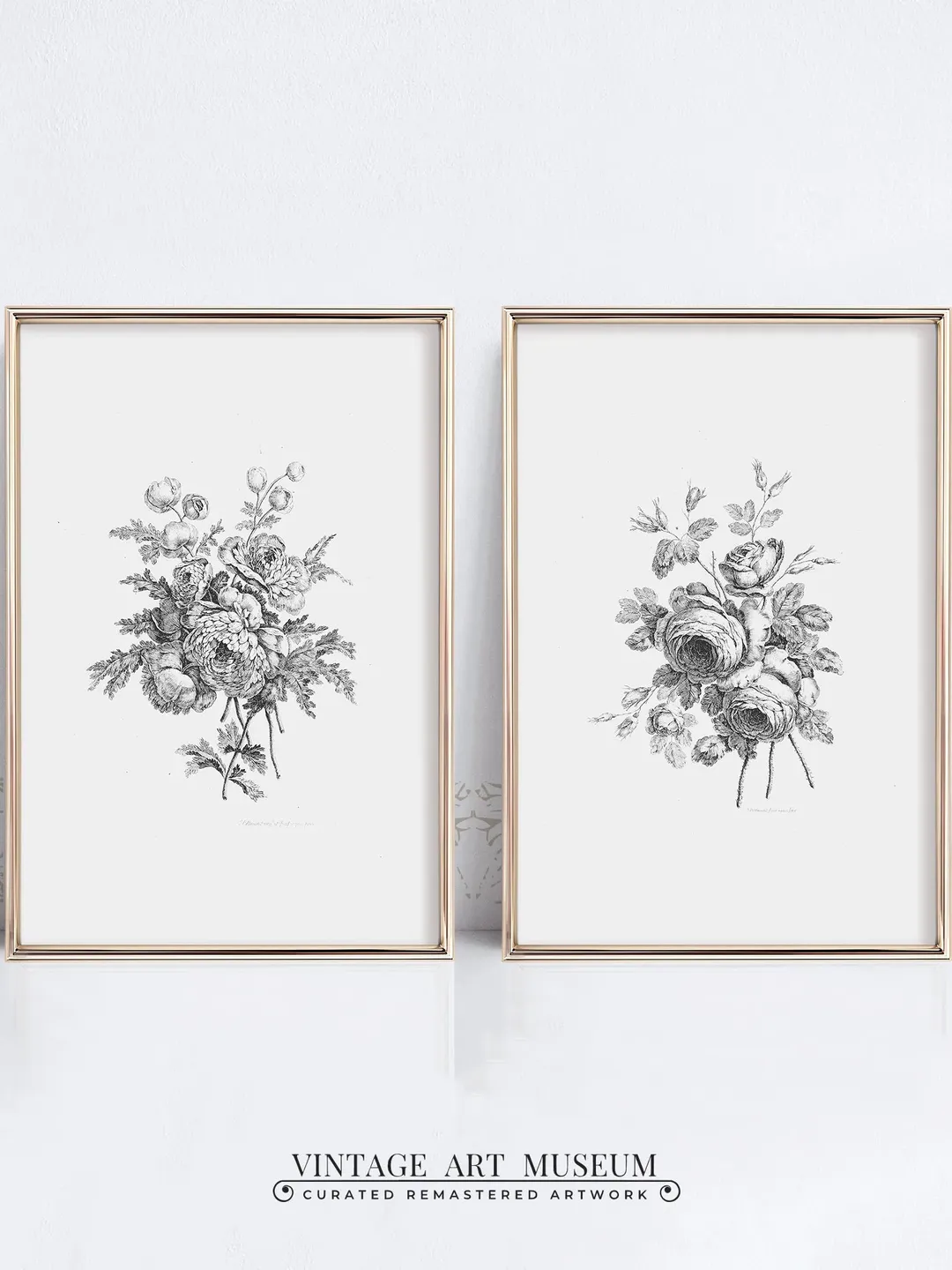 Botanical Print Set of 2 Sketches, Vintage Prints Neutral Floral Art, Large PRINTABLE Antique Farmhouse Decor, Downloadable | 190