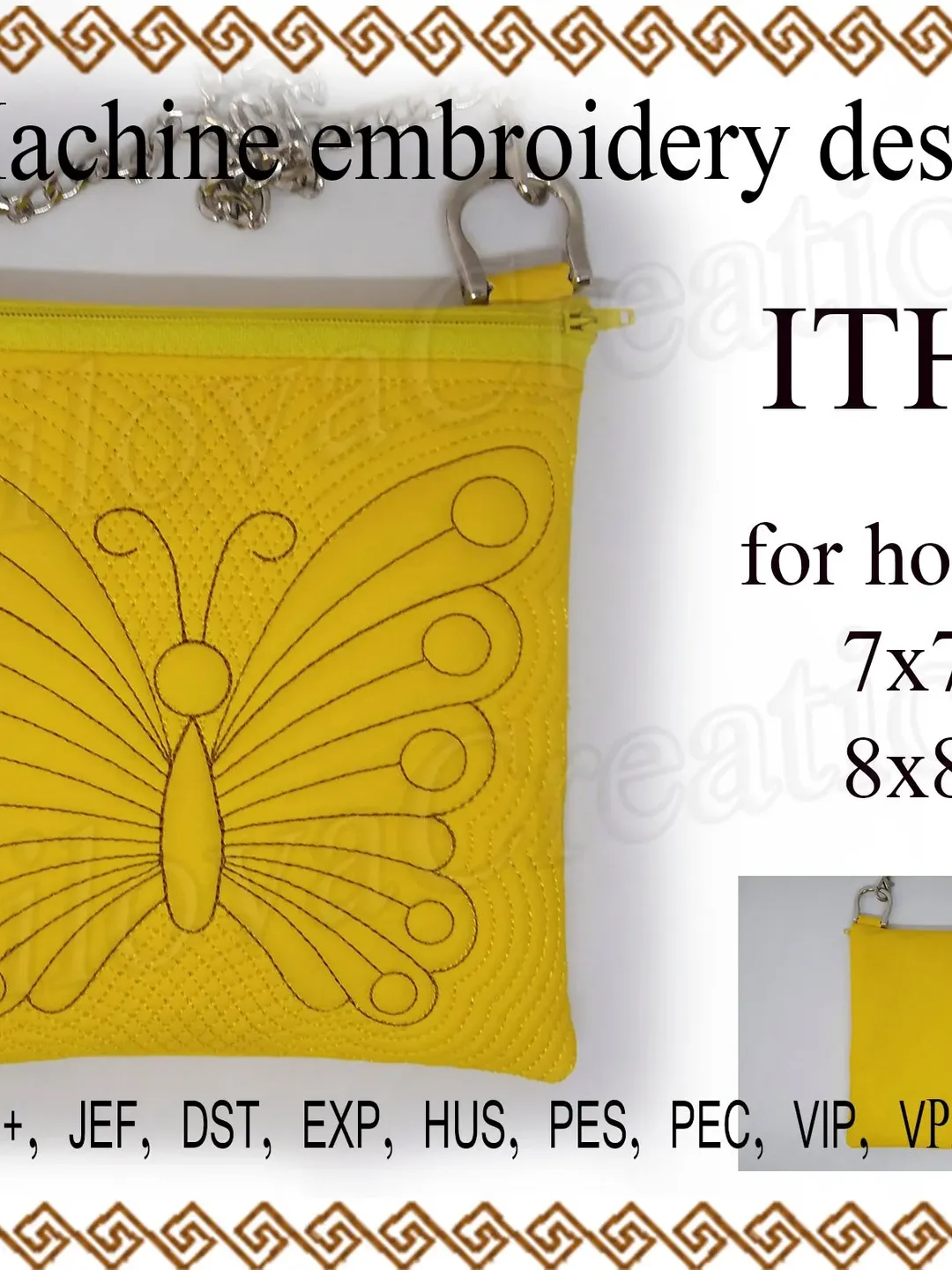 Machine embroidery design in the hoop zipper bag travel zip bag embroidery design ITH zippered bag Embroidery Design. File Instant Download