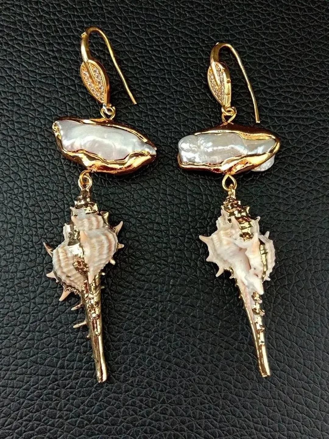 Shell Earrings, Gold Shell Earrings, Seashell Earrings, Sea Shell Earrings, Handmade Earrings