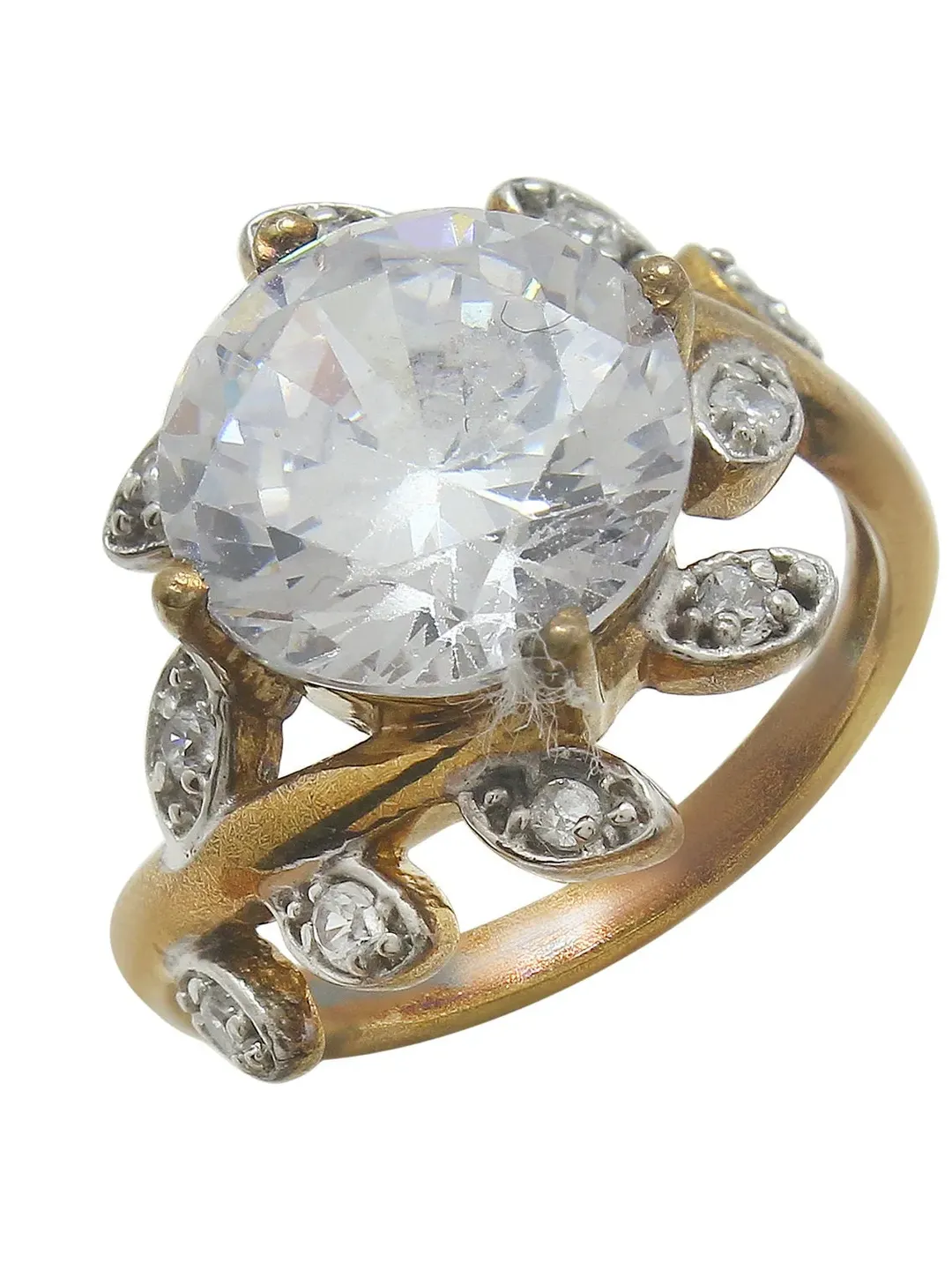 CZ Engagement Ring, Wedding Ring, Bridal Ring, Sterling Silver Ring, Cubic Zirconia Ring, Women Ring, Cluster Ring, Plant Vine Ring