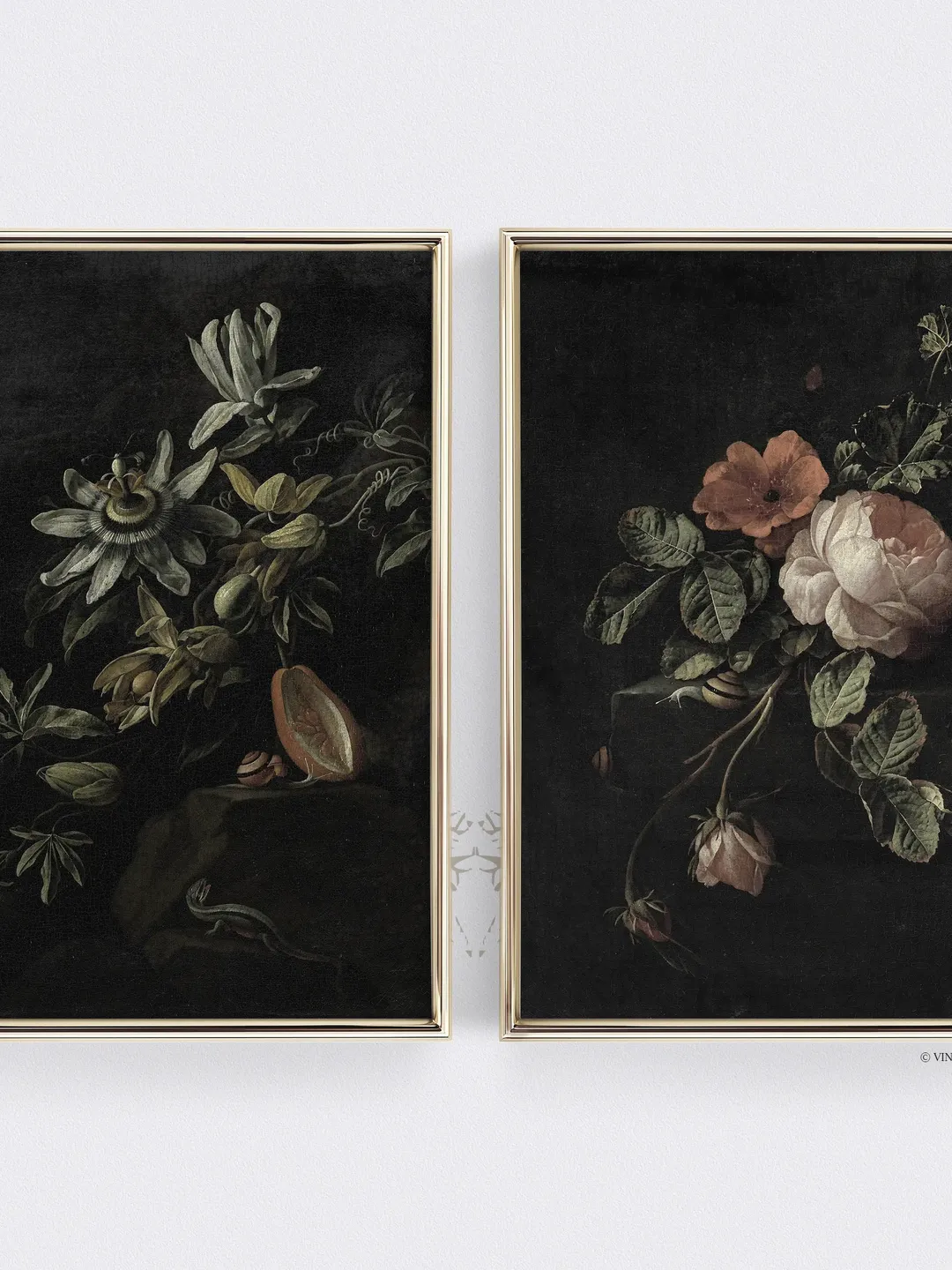 Moody Floral Still Life, Vintage Prints set of 2, Antique Painting Printable Art, Digital Wall Decor | 31