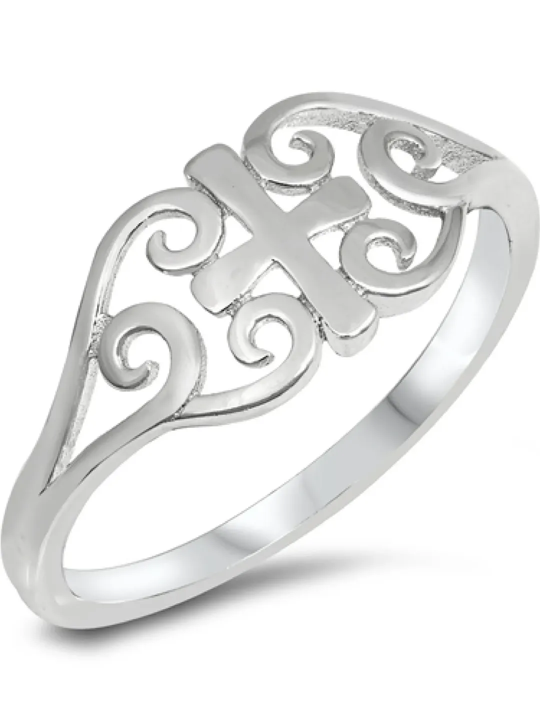 Sterling Silver Medieval Cross Ring, Thumb Ring, First Communion Gift, Confirmation, Cross Ring Unisex, Religious Jewelry Size 4 to 10