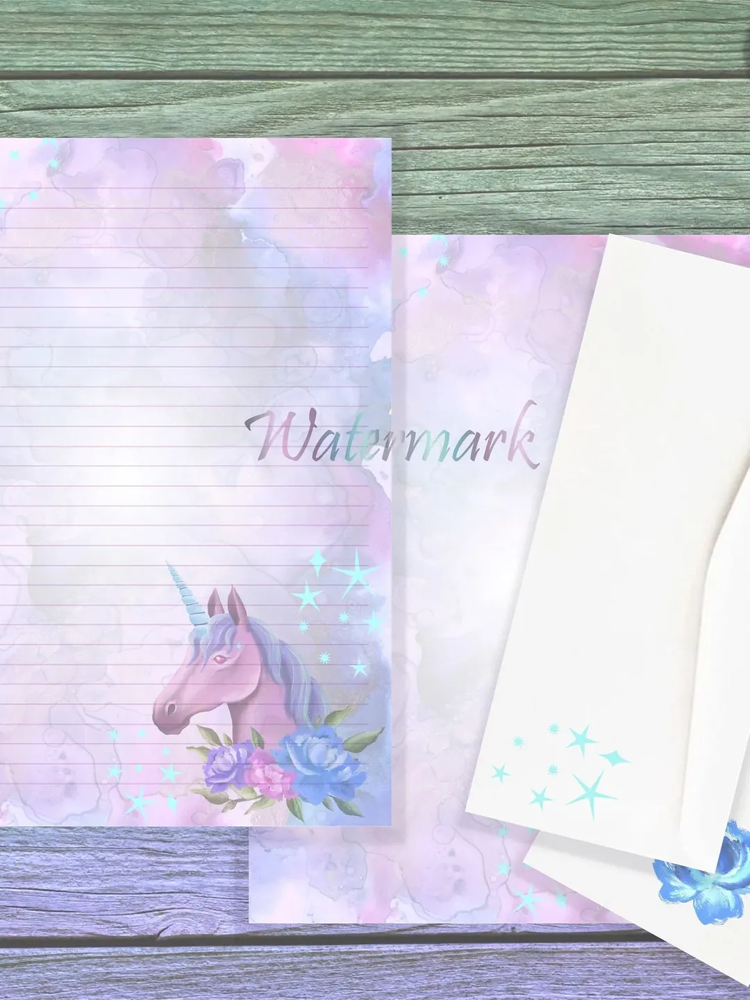Floral Unicorn Writing Paper | Unicorn Letter Paper | Stationery Set | Fantasy Stationery | Pink Unicorn Page | Unicorn Envelope Set