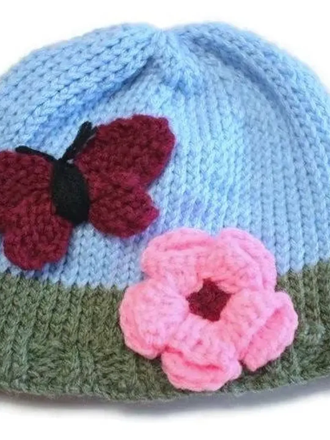 Butterfly and Flower Hat for Babies and Girls, Expectant Parent Baby Shower Gift Idea, New Baby Crib Hat, Landscape Hats, Ladies Winter Hats