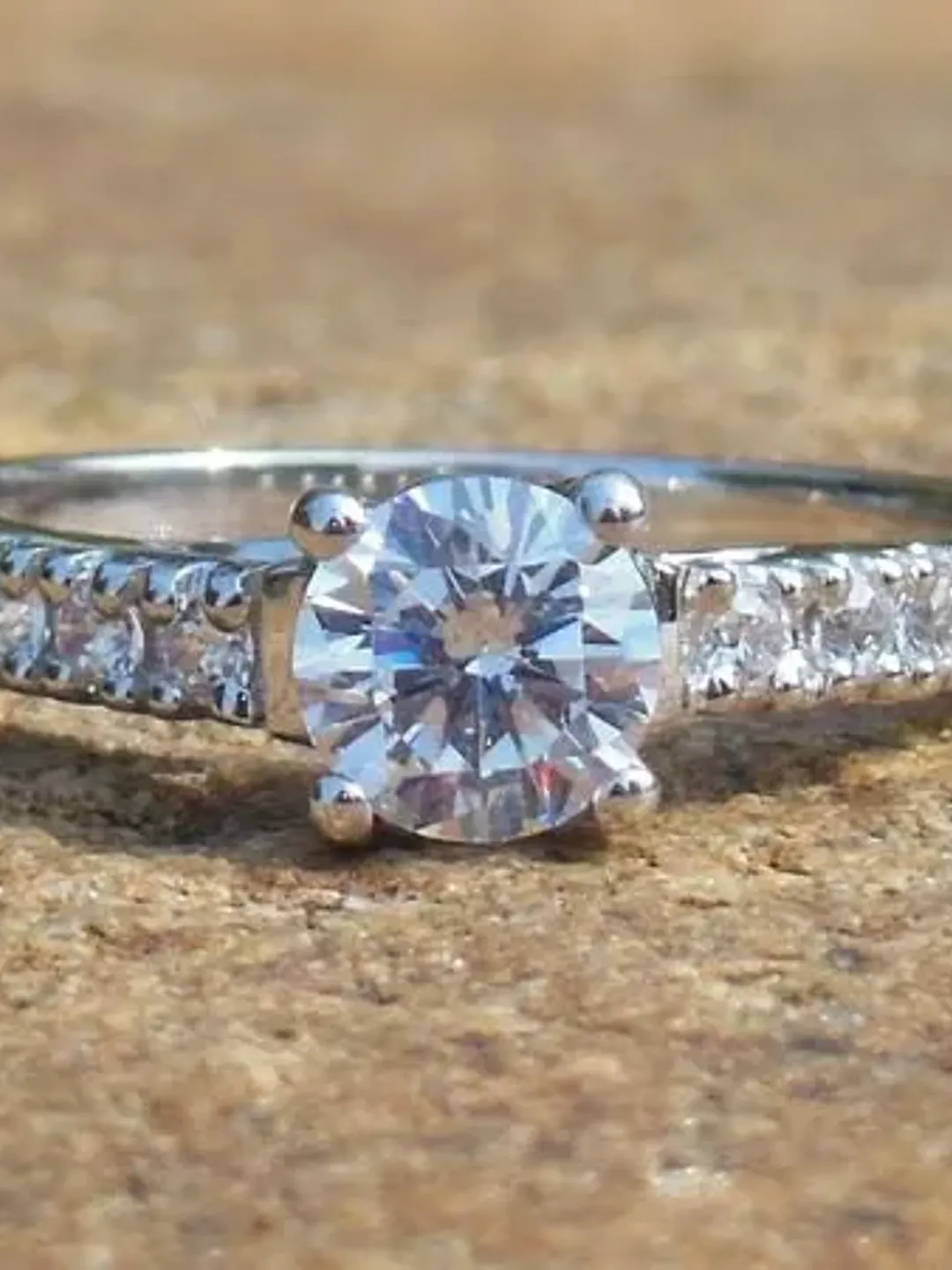 Solid 14K White Gold Round Shape 5.5MM Fashion Engagement & Wedding Semi Mount Ring/Diamond Ring