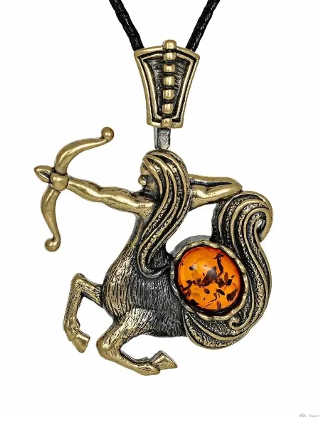 Sagittarius Zodiac Necklace for Men and Women Sagittarius Pendant Gold Brass with Amber Jewelry Amulet everyday necklace