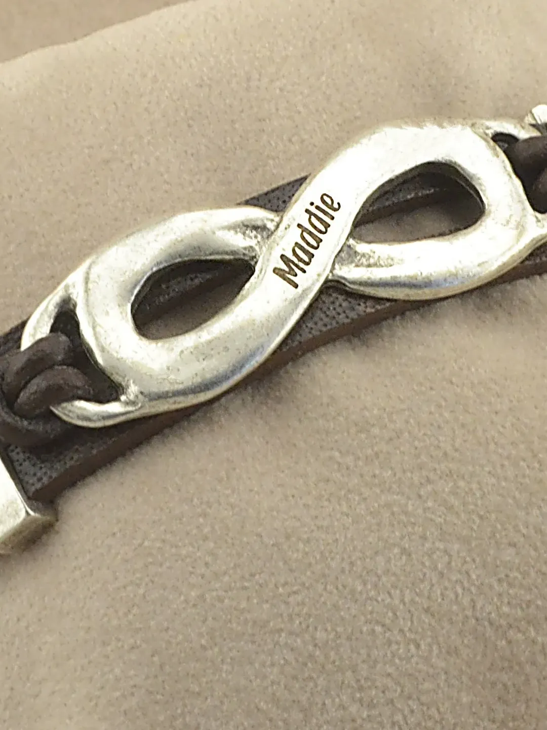 Leather Bracelet With Infinity Symbol Engraved- Infinity Bracelet Couples - Custom Anniversary Valentines Day Gift - Infinite Symbol