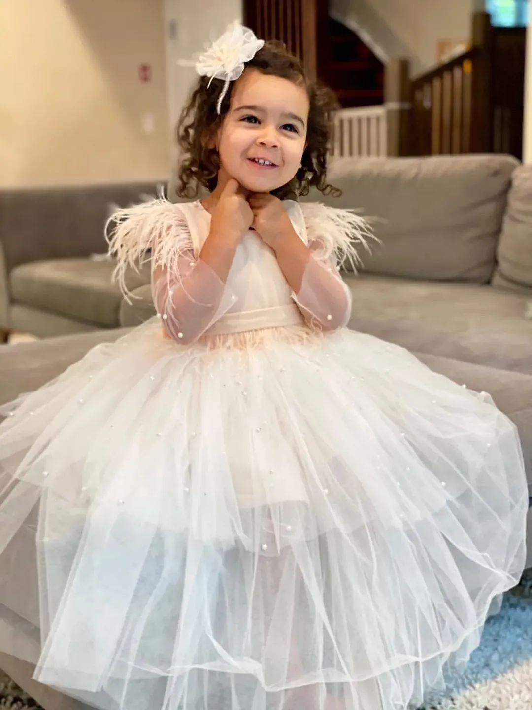 Dress for baby. Dress for girl. First birthday dress. Baptism dress. Christening dress. Dress with headband.Flower girl dress.Dress with bow