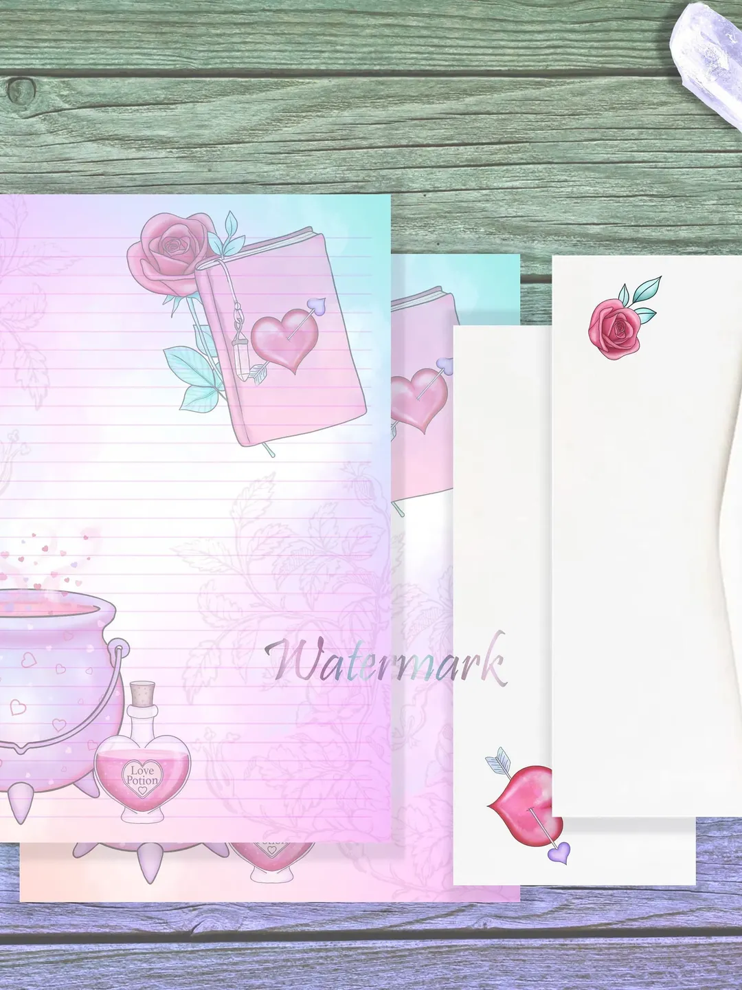 Love Potion Writing Paper Set | Cauldron Stationery | Valentine Paper | Witchy Valentine | Love Spell Page | Love Letter | Spell Book Page