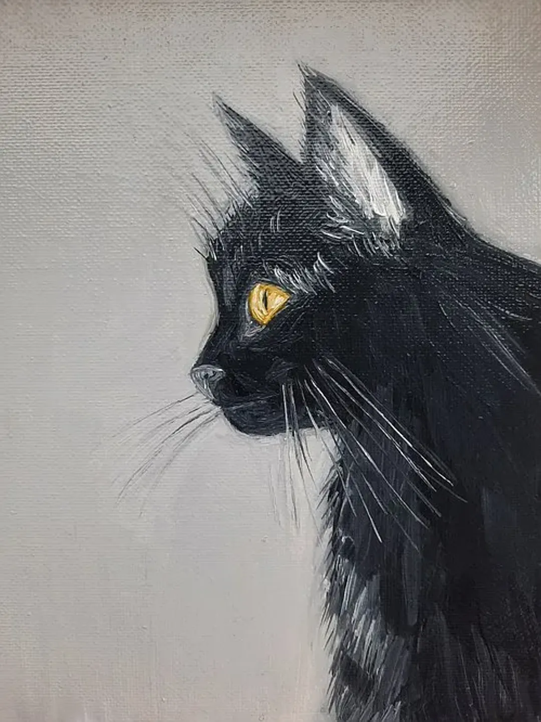 Black cat oil painting Pet portrait oil painting Cat original painting