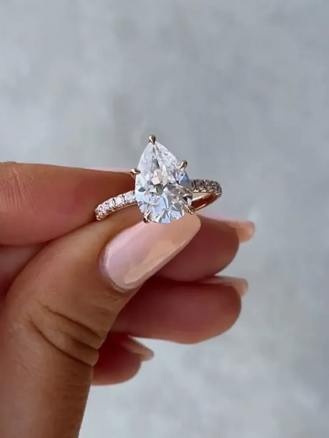 Pear Cut Moissanite 10x7mm 3ct.With Hiden halo Design Wedding Ring,Valentine Gift,Gift For Her,Anniversary Ring,Perfect gift for Her.