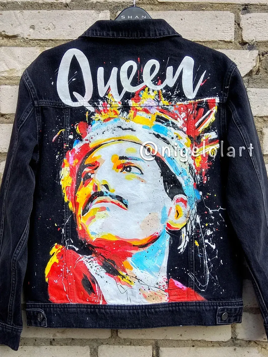 Painted denim jacket Freddie Mercury Jeans jacket Portrait Personalized jacket