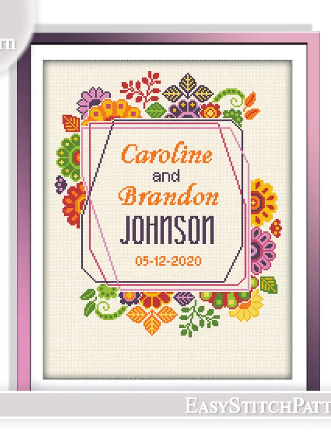 Wedding cross stitch pattern. Save the date cross stitch. DIY. Anniversary cross stitch.