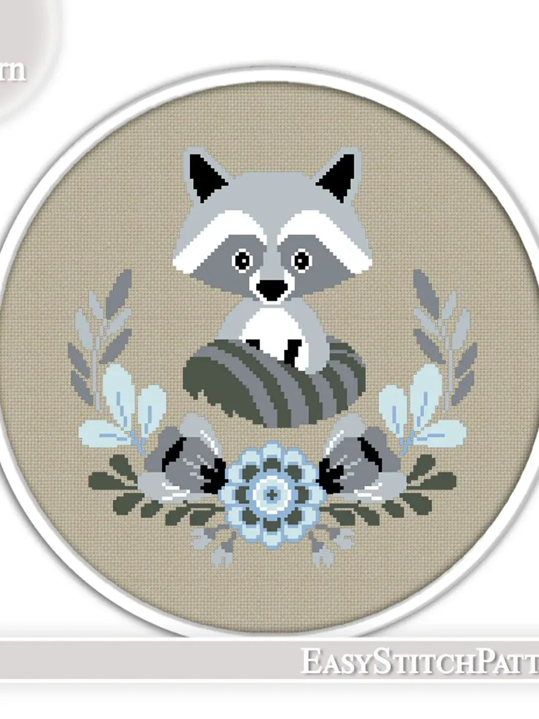 raccoonページ Raccoon cross stitch pattern. Nursery cross stitch. Baby cross stitch.