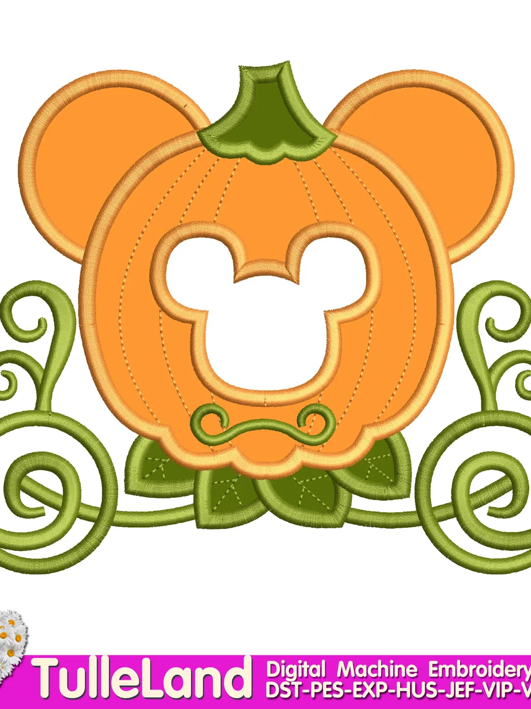 Halloween Pumpkin Carriage Machine embroidery applique design