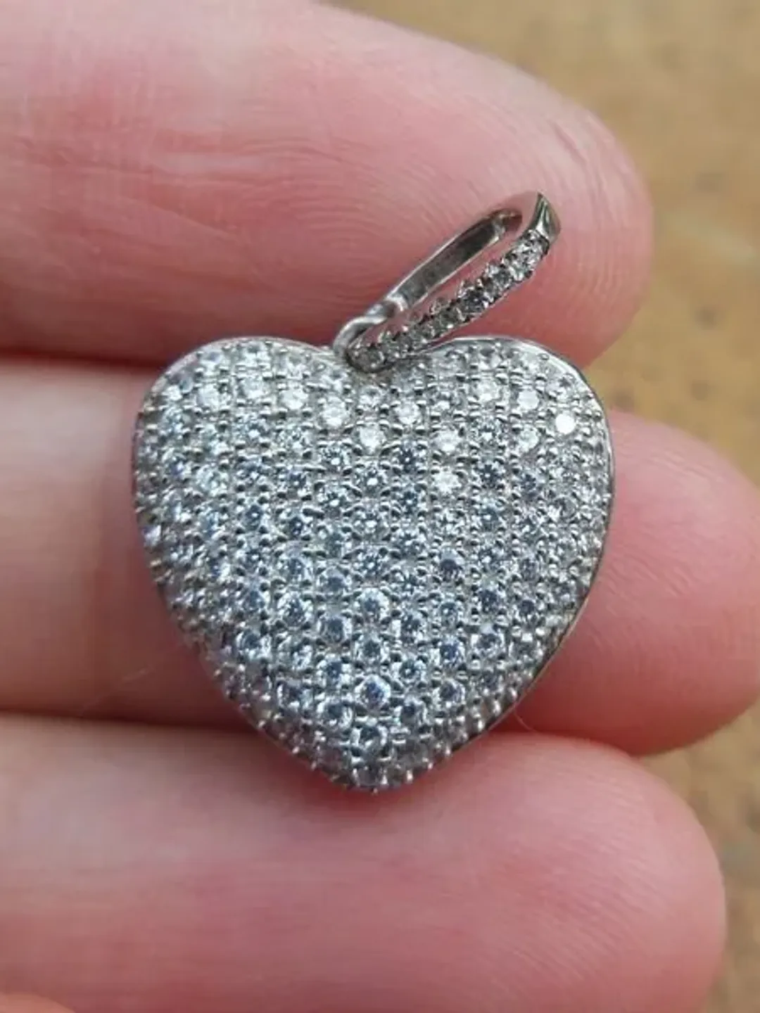Solid 14K White Gold Heart 16x16MM Shape Pendant / Fashion Pendant