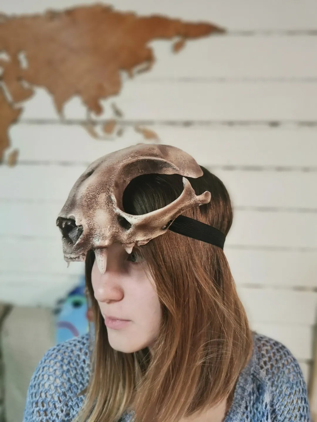 Cat Skull Mask, Lightweight 3d Printed Cosplay Helment, Felis Mask from the Game "Hunt. Showdown", Realistic Animal Skull Mask, Bone Colour