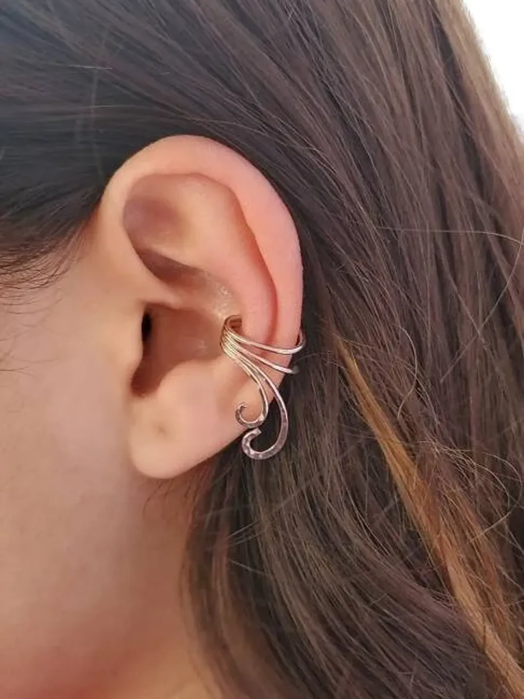 Ear Cuff, Sterling Silver Ear Cuff, Silver Ear Cuff, Ear Wrap, Cartilage earring, swirl earring, small earring, Sterling earring, left ear