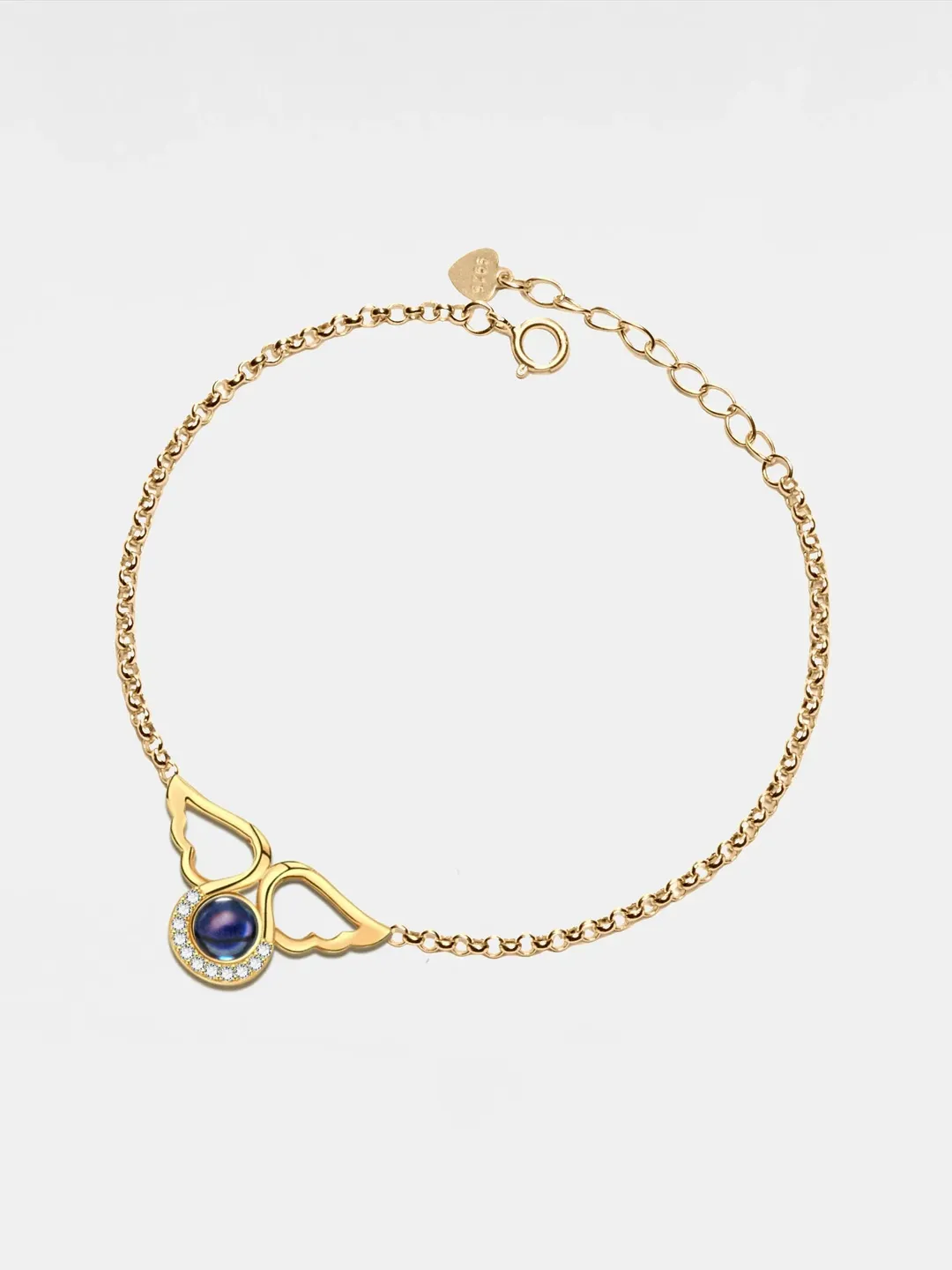 PERIMADE Angel Wing Projection Bracelet • Personalized Picture Inside Bracelet • Sterling Silver Keepsake Jewelry • Trendy Best Friend Gift