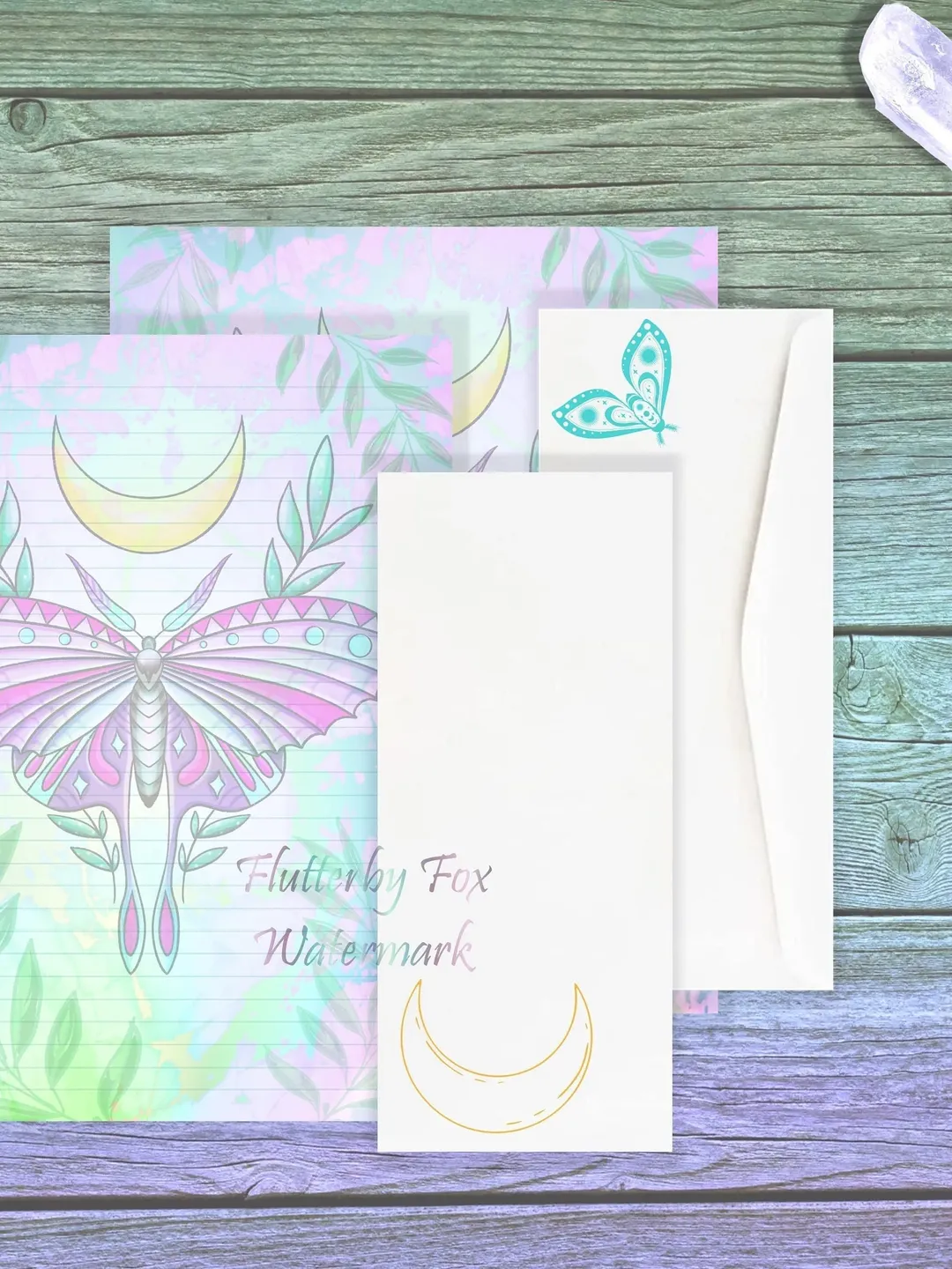 Moon Moth Stationery Set | Moth Writing Paper | Magic Moth Letter Paper | Witchy Paper | Junk Journal Page | Moth Paper Set | Moon Page Set