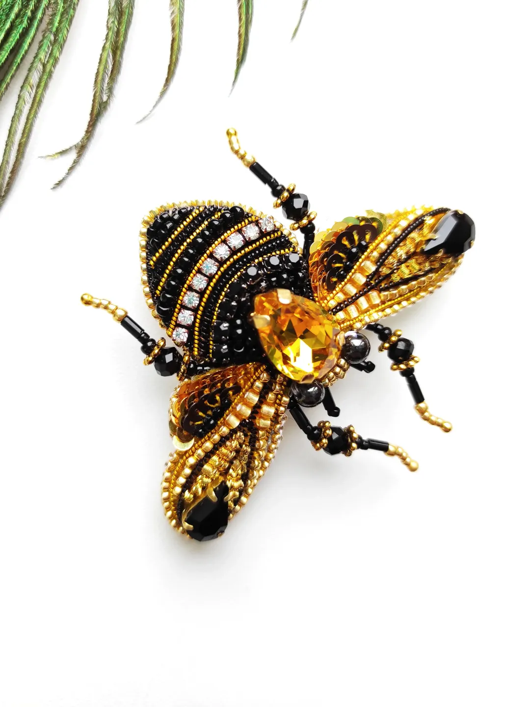 Beaded insect brooch, insect pin, mooth brooch, butterfly brooch, bug pin, bee brooch, bug brooch, insects, madam toto