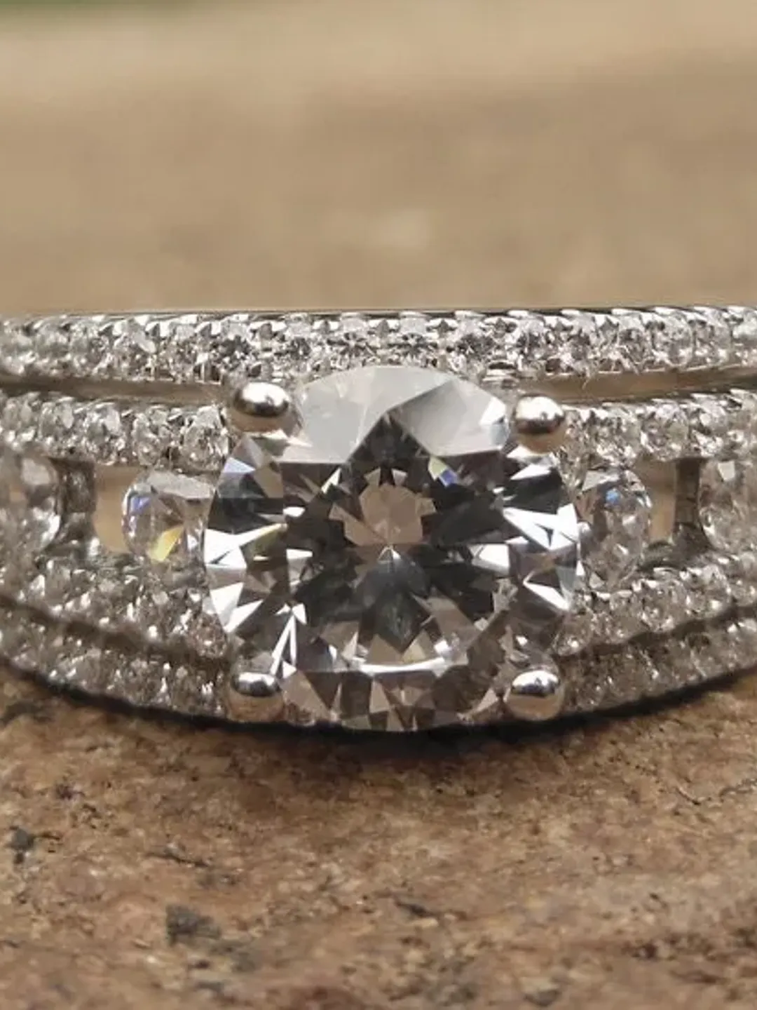 14K White Gold Engagement Ring for 6.5mm Round Center, Semi Mount Ring Setting, Unique Ring, Gift For Her