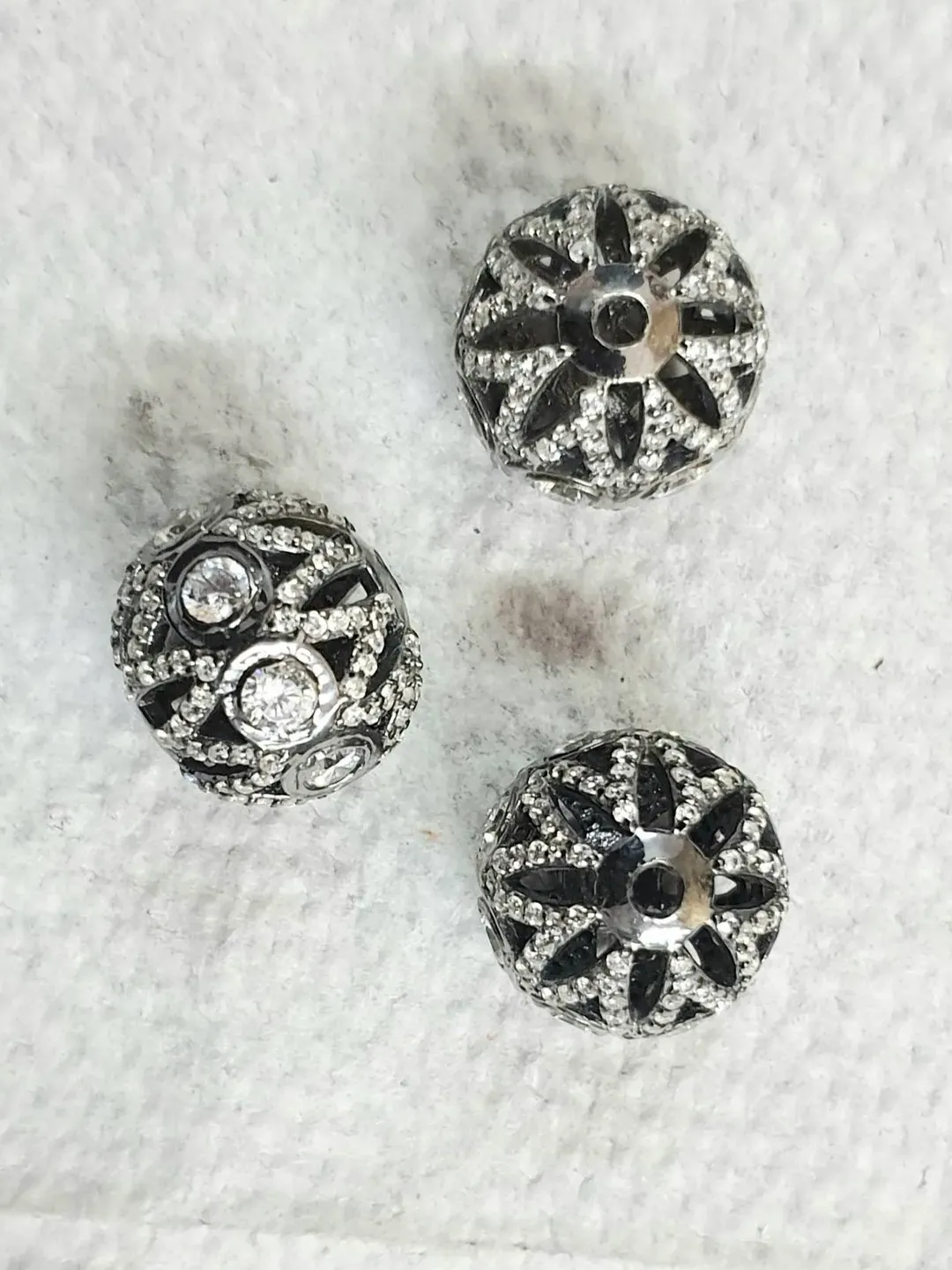 CZ Beads, Pave Spacer Beads, Round Ball Beads, 13MM Beads Size, Micro Pave Beads, 925 Sterling Silver Bead, Victorian Beads, Shamballa Beads
