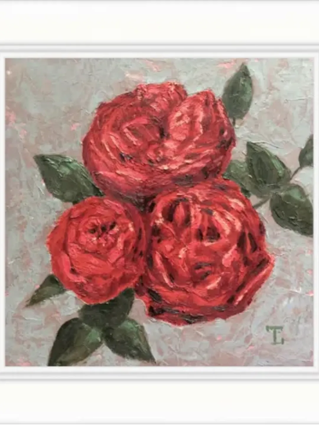 "Red Roses" oil small impasto painting flower stilllife original wall art picture artwork floral