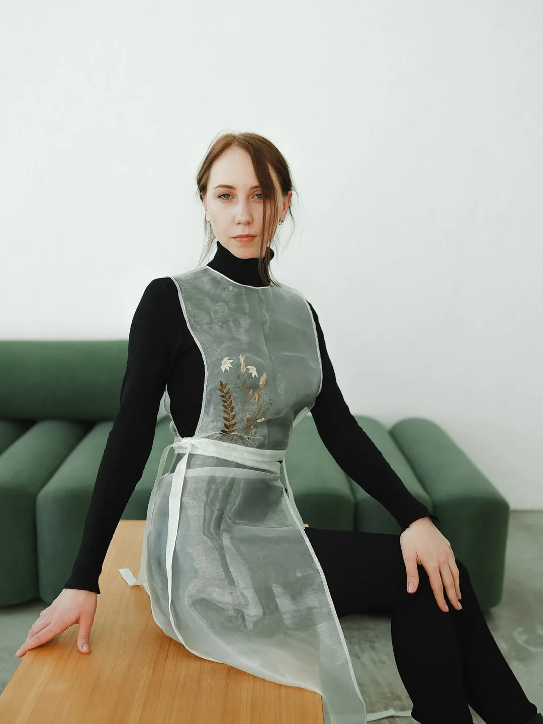 Organza top and skirt set, Waist peplum, Wrap skirt, Organza skirt, Sheer embroidered top