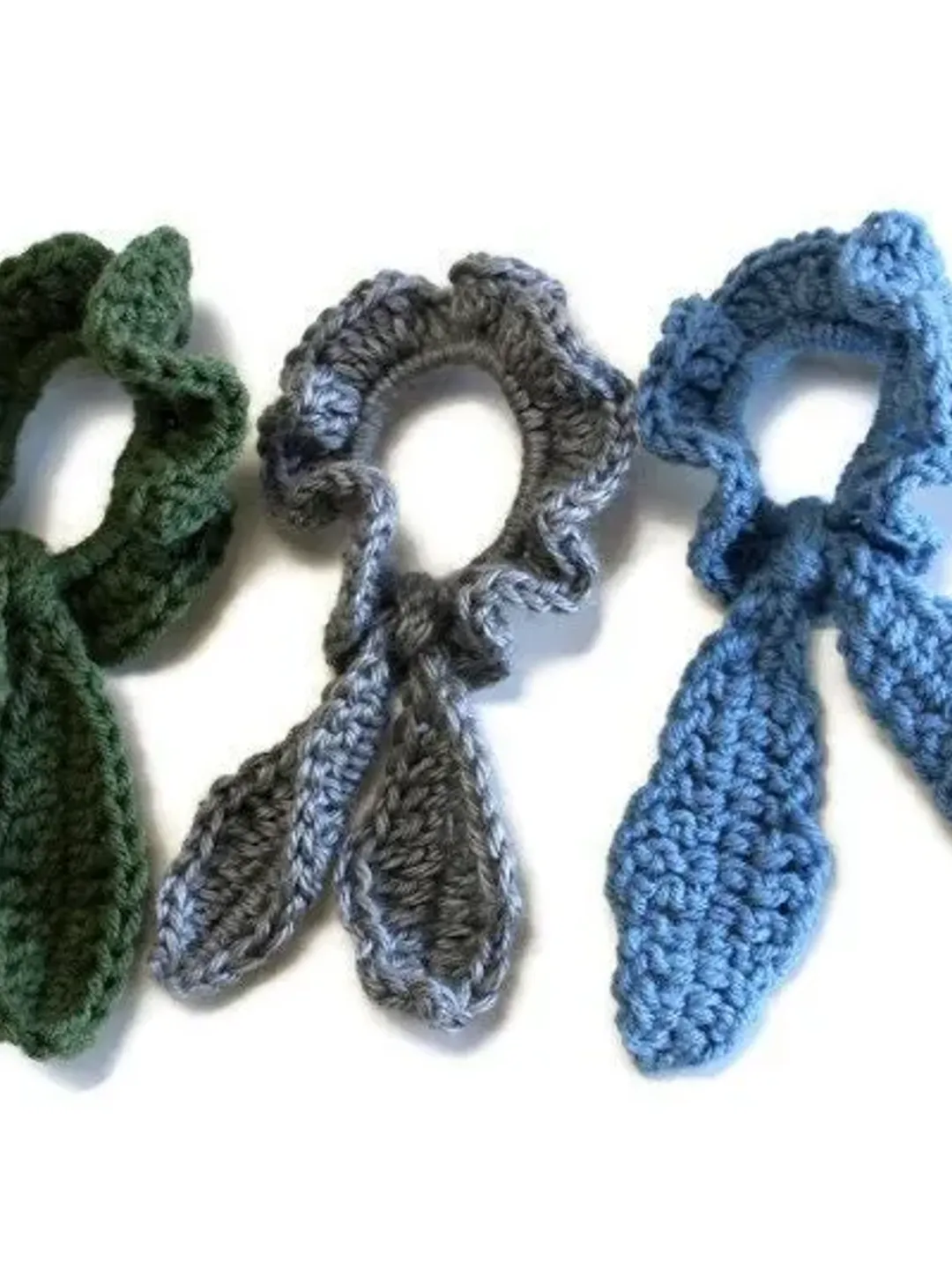 Crochet Yarn Scrunchie with Scarf, Top Knot Scrunchy with Tie, Bridesmaid Proposal, Hair Ribbons and Accessories, Mother's Day Gifts for Her