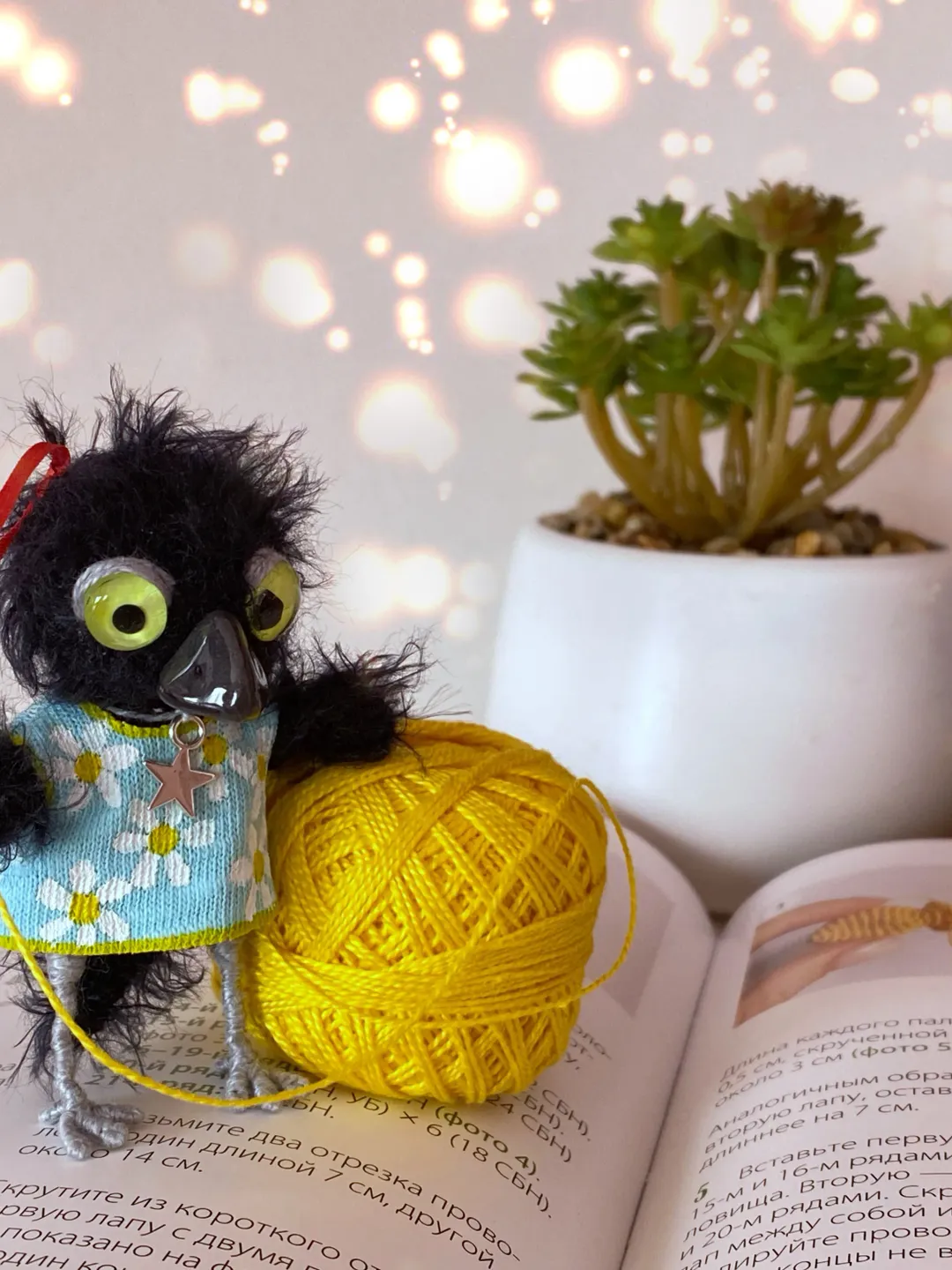 Miniature crochet bird crow funny gift for best friend , handmade gift