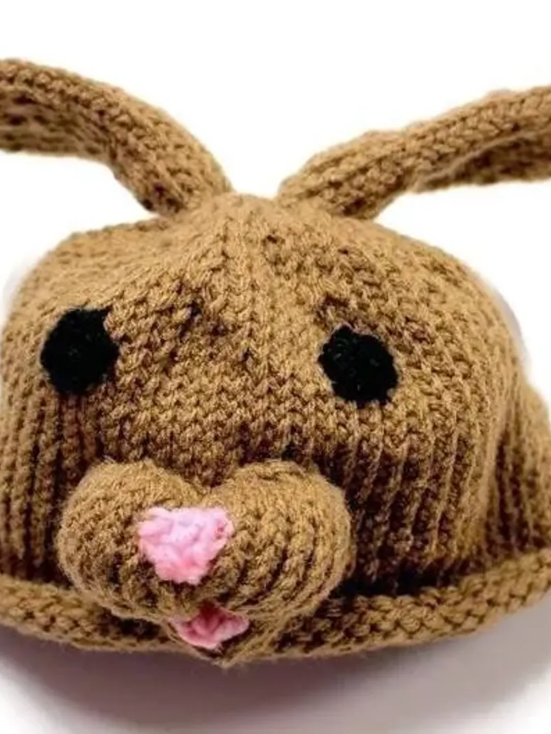 Knit Yarn Easter Bunny Hat, Crochet Rabbit Hat, Hats for All Ages, Hat with Ears and Face, Easter Egg Hunt Costume, Girl Easter Accessories