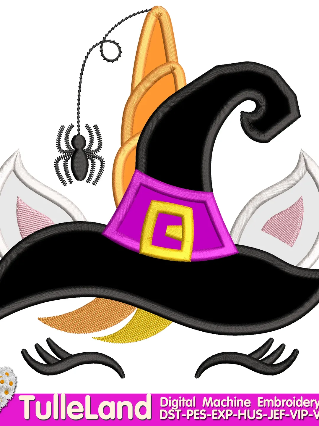Unicorn Halloween with Hat Machine embroidery applique design