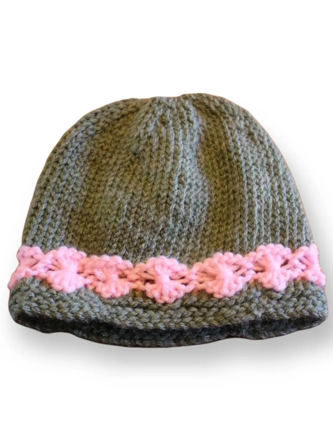 Green and Pink Baby Hat for New Babies, Newborn Crib Hat, Expectant Parents, Baby Shower Gift Ideas, Crochet Lace, Little Girls and Moms Hat