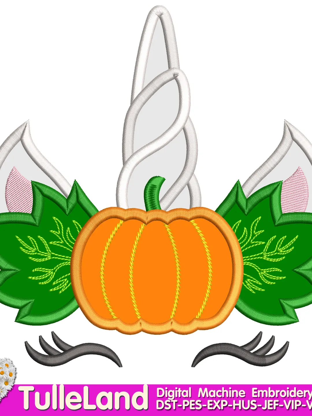 Unicorn Halloween with Pumpkin Machine embroidery applique design