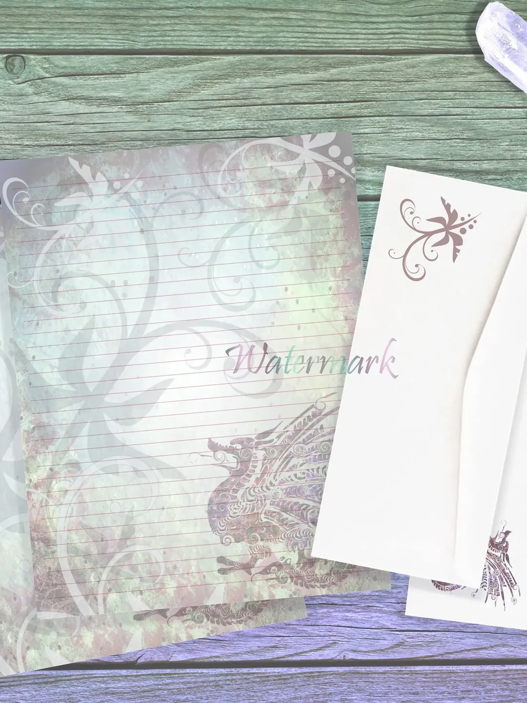Medieval Dragon Stationery Set | Pink Dragon Page | Dragon Letter Paper | Dragon Stationery Set | Dragon Journal | Fantasy Stationery Set