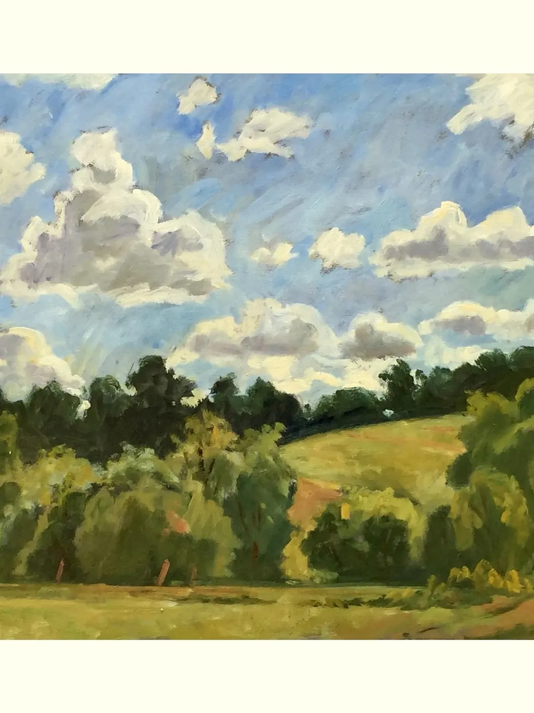 Large Original Landscape Painting - Hills and Sky/Berkshires- 20x30 Oil on Linen, Impressionist Plein Air Fine Art, Signed Original