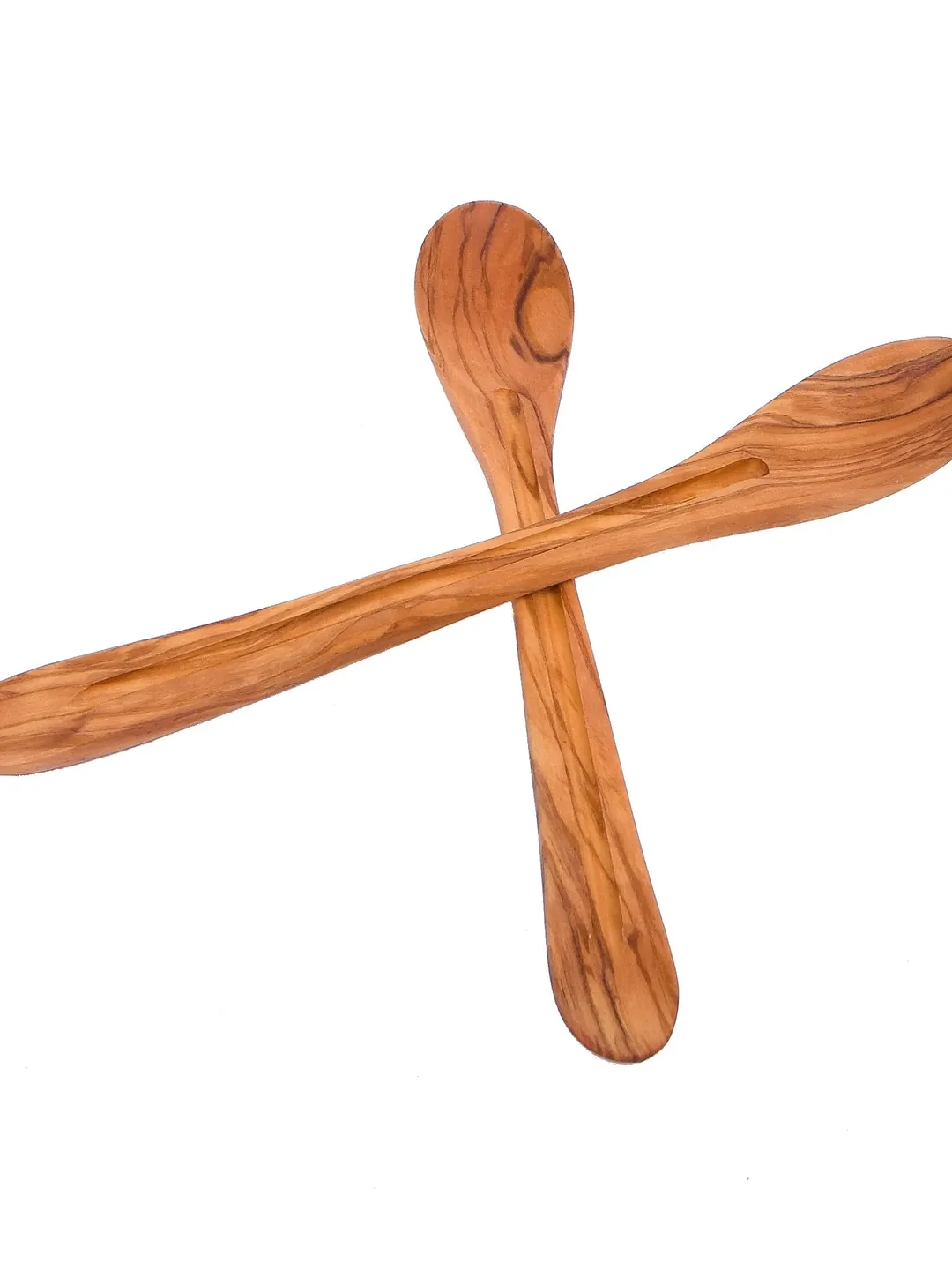 Olive Wood Tasting Spoon (set of two) 25 cm / 9.84" - Handmade Cooking Utensils - AKwood Wooden Stirring Spoon - Made in Albania