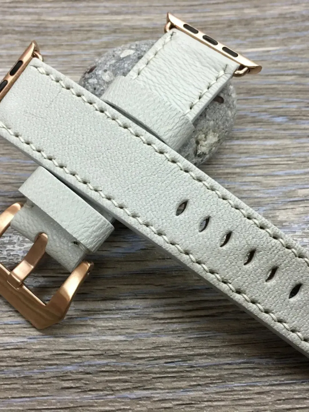 Watch Band for Apple Watch Ultra 45mm 40mm 41mm, Smartwatch Off White Leather Watch Strap, Apple iWatch Band, Valentines Day Gift Ideas
