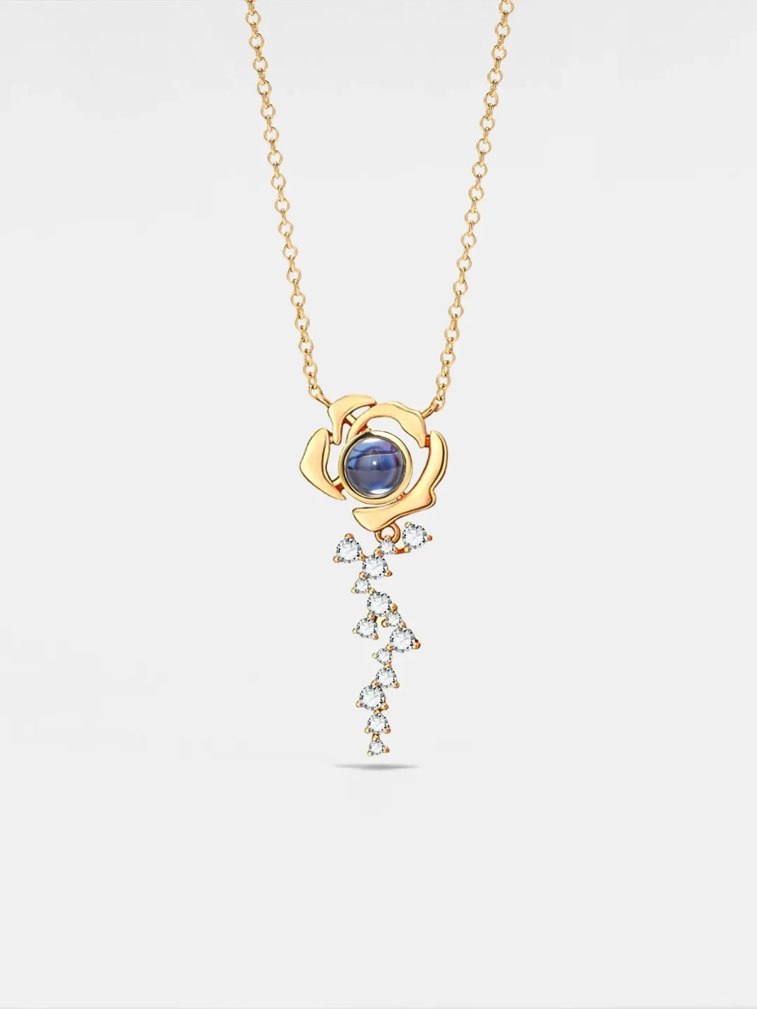 PERIMADE Rose Flower Projection Necklace • Personalized Picture Inside Pendant • Minimalist Pet Memorial Jewelry • Trendy Best Friend Gift