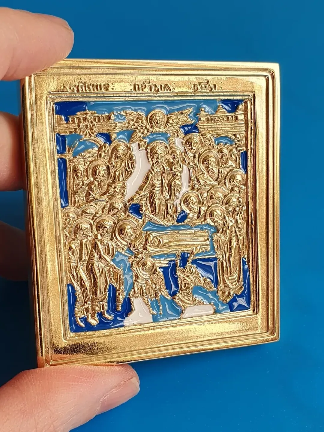 The Dormition of the Mother of God icon | brass icon colorful enamel | copy of an ancien icon 19 c. | Orthodox store