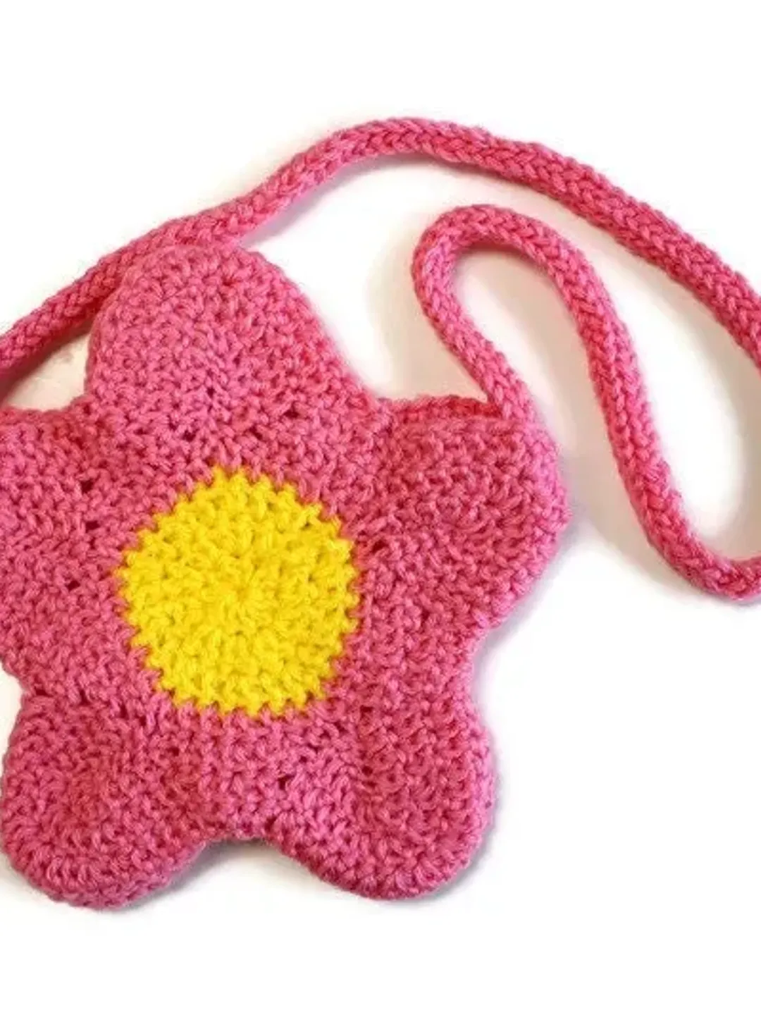 Daisy Flower Shaped Purse, Knitted Bags, Little Girl's Purse, Small Plants Pouch, Gift Ideas for Kids, Fun Shaped Kids Purses, Pink Flowers