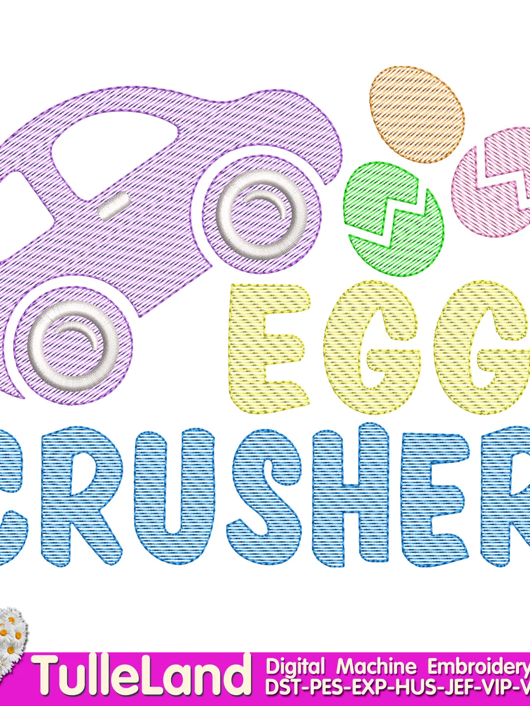 Crushing Eggs Easter Truck Egg Monster Truck Car With Eggs Easter shirt for Boys Design for Machine Embroidery