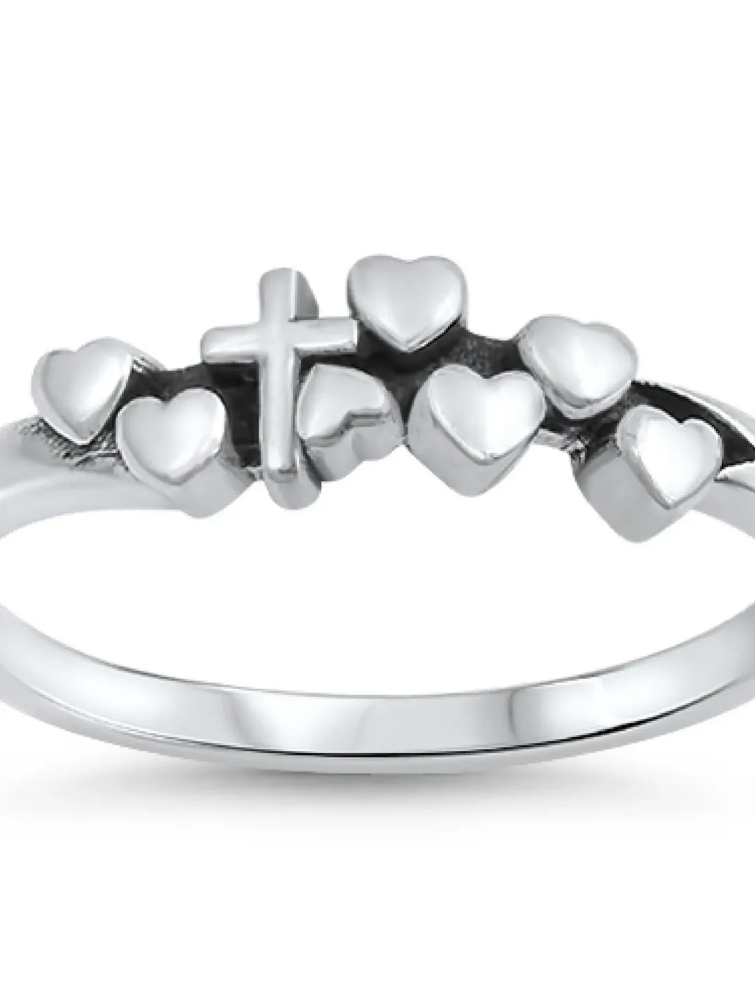 Sterling Silver Heart Cross Ring, Catholic Ring, Christian Ring, First ...