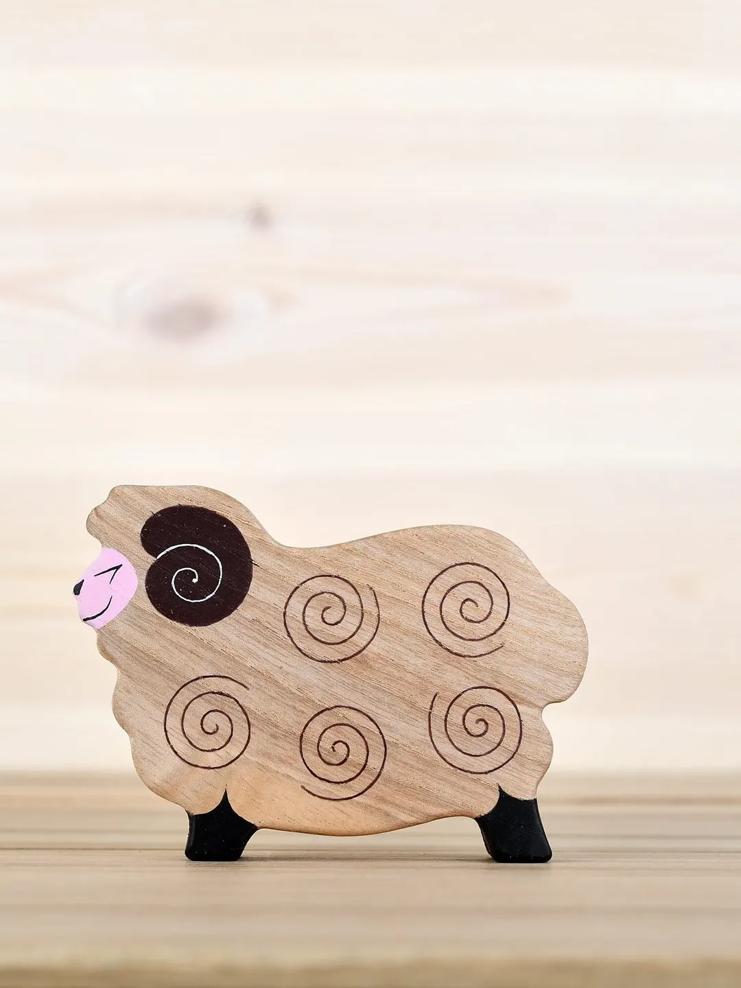 Wooden toy Sheep figurine Woolly figure