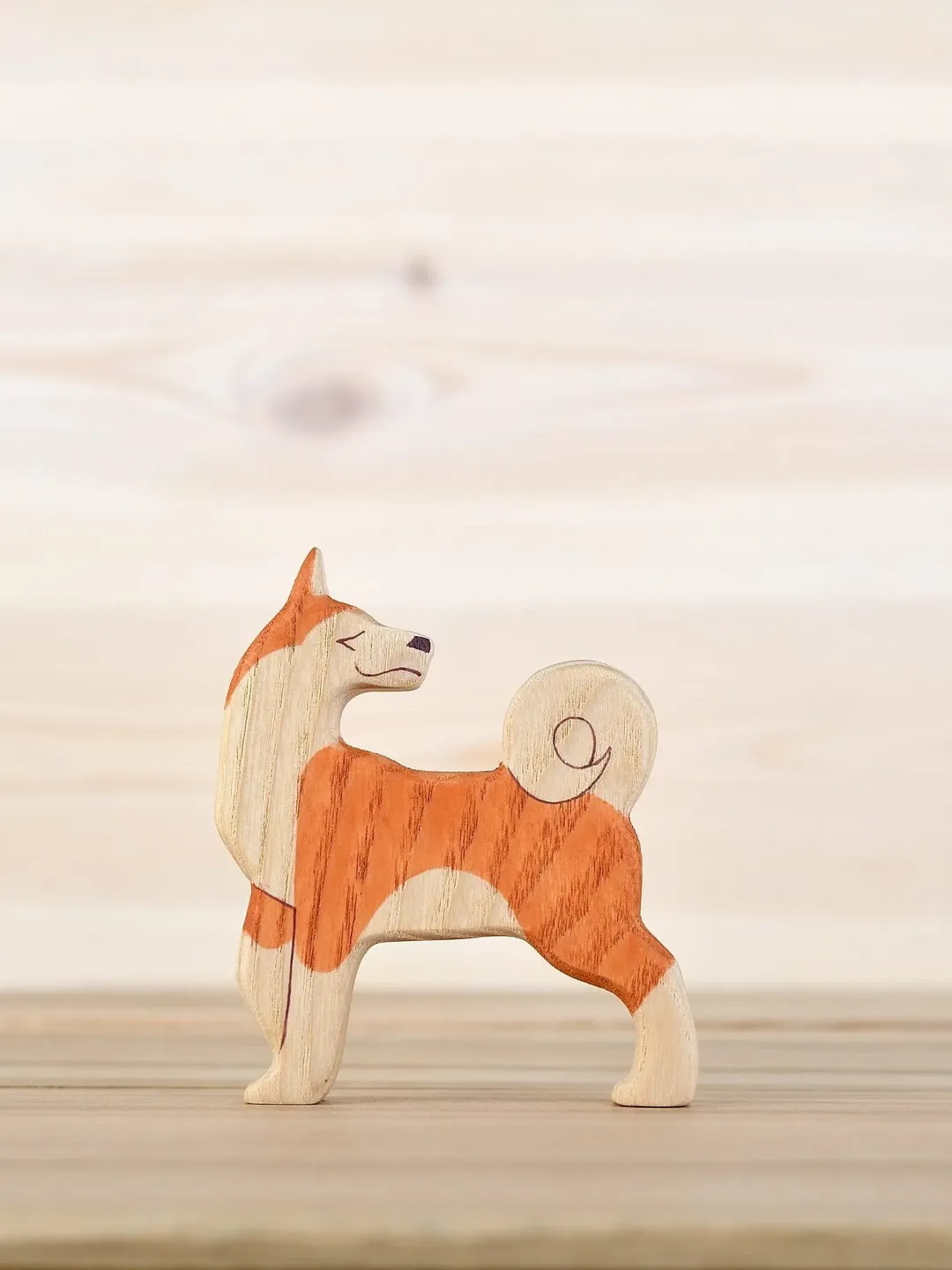 Wooden toy Dog figurine Barn yard toys Miniature animal figure